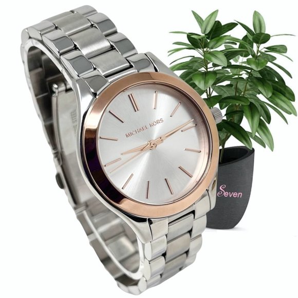 NWT MICHAEL KORS Women's Mini Slim Runway Three-Hand MK3514 Watch - Picture 1 of 8